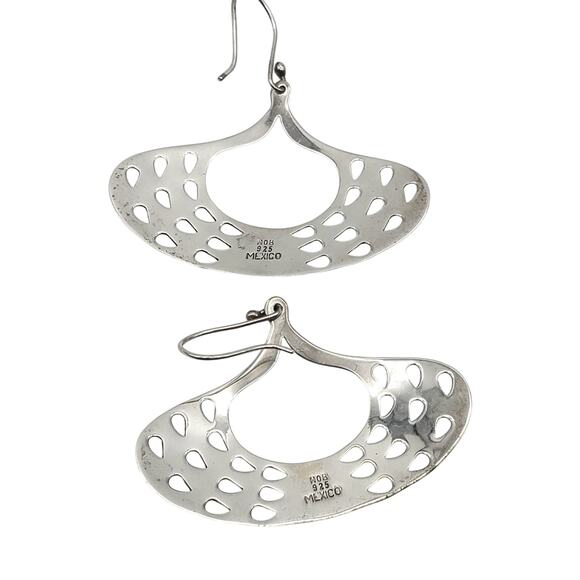 Taxco 925 Sterling Earrings Silver Black Onyx Artisan Drop Chandelier Nouveau - Picture 11 of 12